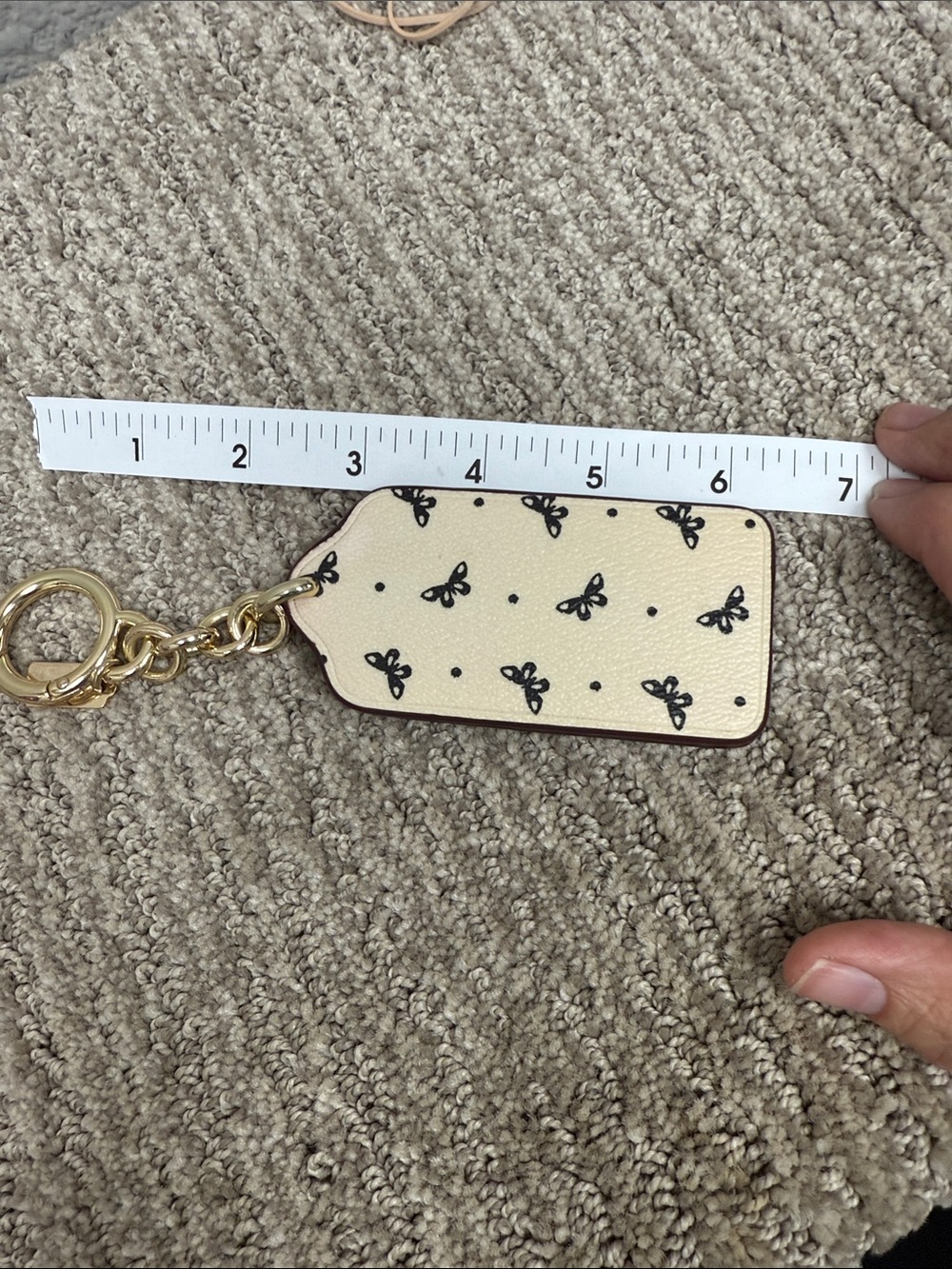 Coach White Butterfly Print Key Chain with Black Motif- NWOT - Picture 7 of 7